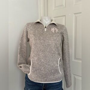 Charles River Apparel Cream and Gray Fleece Jacket